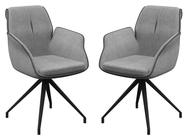 Simsbury Grey Fabric Dining Armchairs In Pair