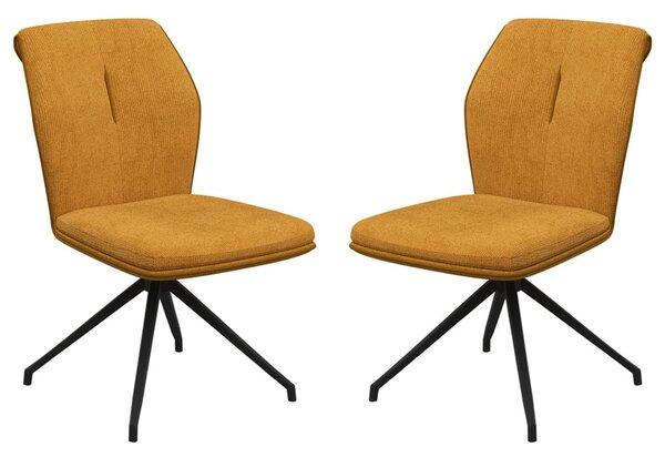 Simsbury Mustard Fabric Dining Chairs In Pair