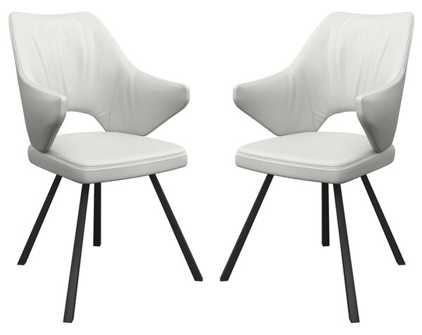 Zebulon White Leather Dining Chairs In Pair