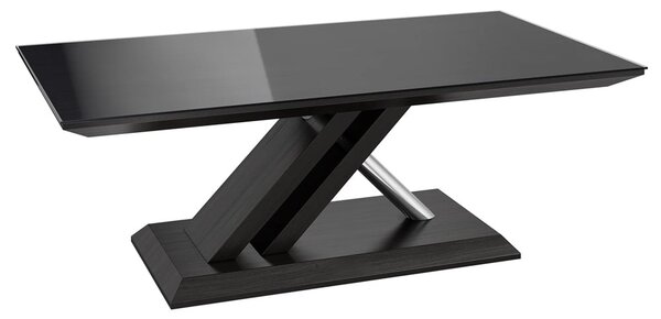 Xenia Black Glass Coffee Table In Grey Walnut