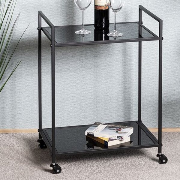 Manitowoc Metal Drinks Serving Trolley With Glass Shelf In Black