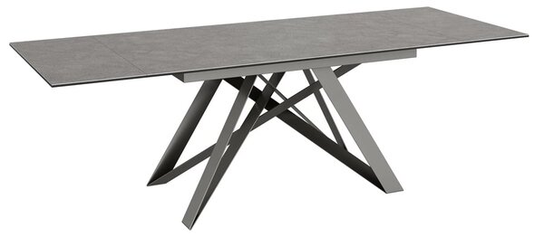 Visalia Ceramic Glass Extending Dining Table In Slate Grey