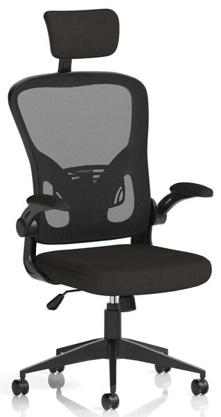 Accord Fabric Office Chair With Folding Arms In Black