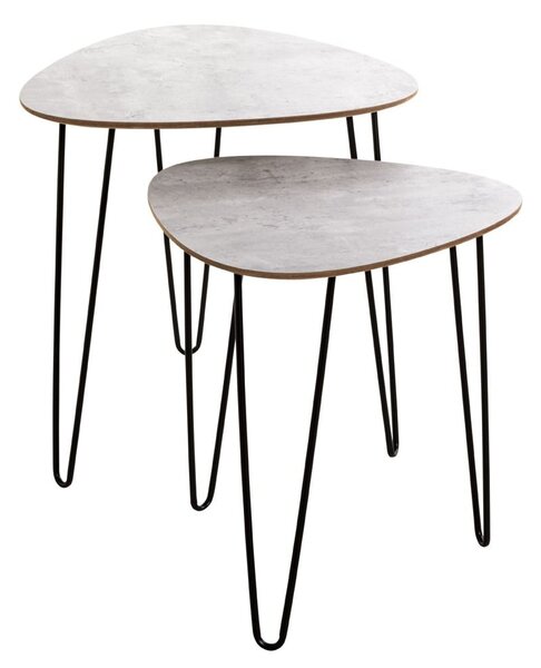 Marietta Wooden Set Of 2 End Tables In Concrete