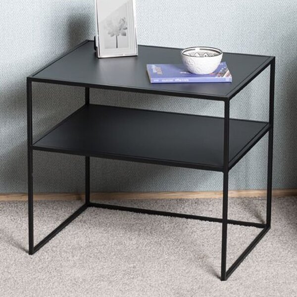 Manitowoc Small Metal End Table With Undershelf In Black