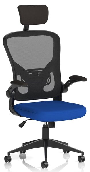 Accord Fabric Office Chair With Folding Arms In Stevia Blue