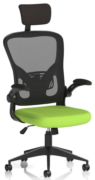Accord Fabric Office Chair With Folding Arms In Myrrh Green