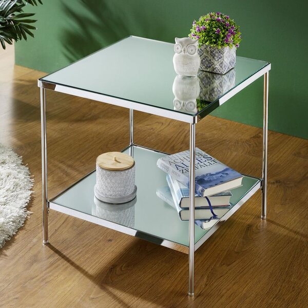 Pulaski Large Mirrored Square End Table With Chrome Frame