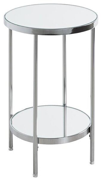 Pulaski Small Mirrored Round End Table With Chrome Frame