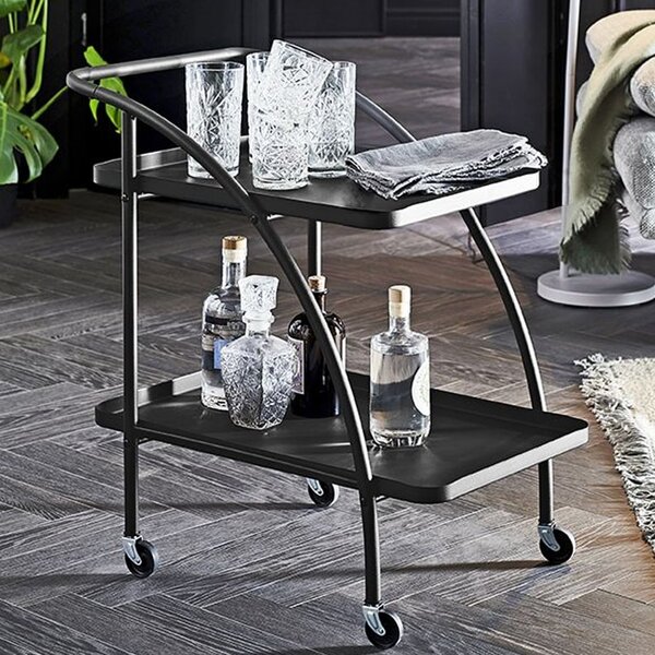Natchez Metal Drinks Serving Trolley In Black