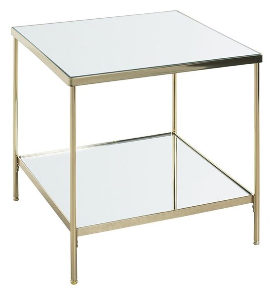 Pulaski Large Mirrored Square End Table With Brass Frame