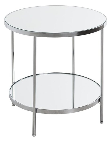 Pulaski Large Mirrored Round End Table With Chrome Frame