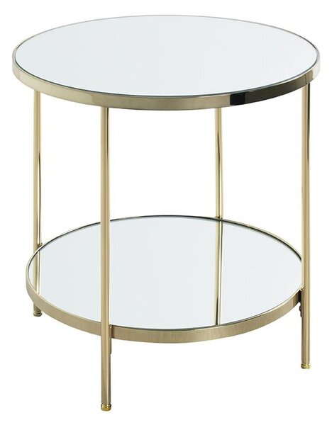 Pulaski Large Mirrored Round End Table With Brass Frame