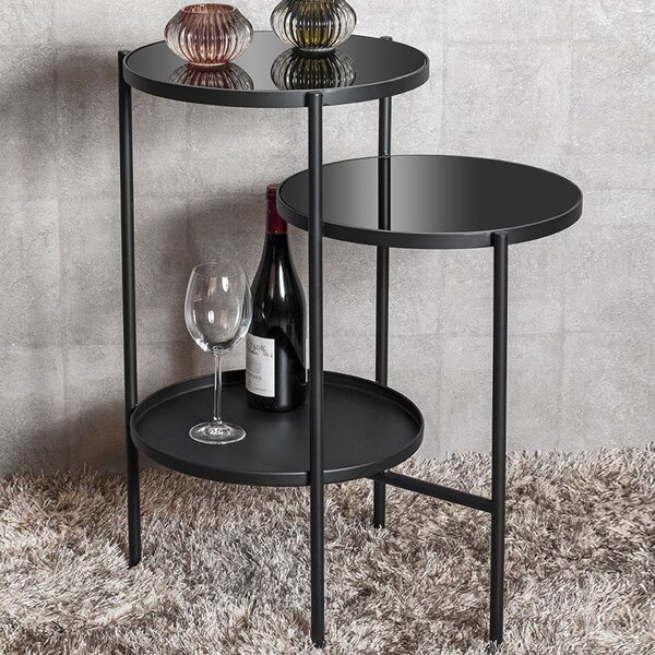 Oakmont Glass End Table With Metal Frame In Black