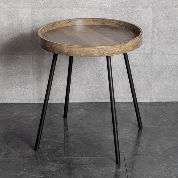 Pulaski Wooden End Table With Black Metal Legs In Dark Oak
