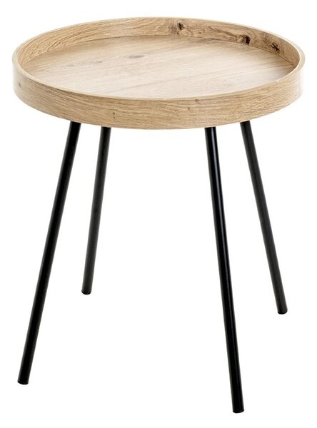 Pulaski Wooden End Table With Black Metal Legs In Light Oak