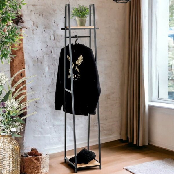 Pulaski Small Wooden Coat Stand With Metal Frame In Light Oak