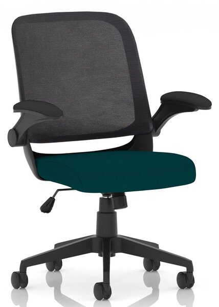 Crowley Fabric Office Chair With Folding Arms In Maringa Teal