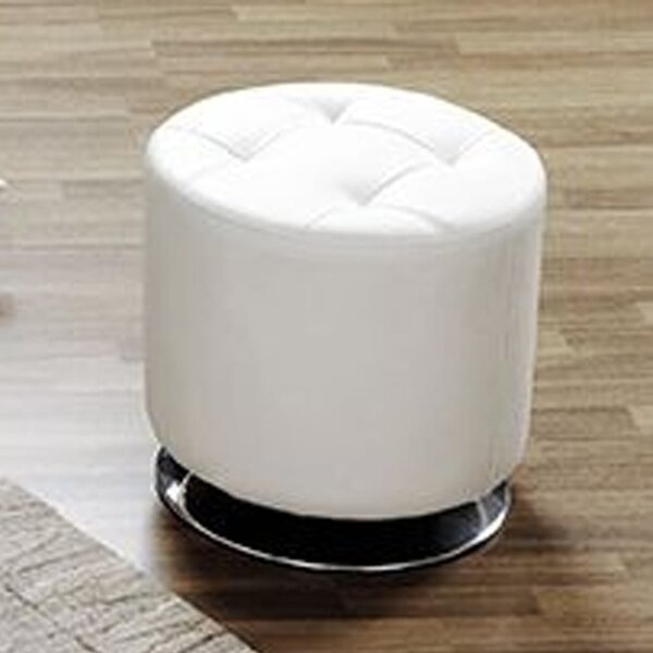 Runnells Leather Stool With Chrome Base In White