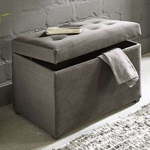 Sandpoint Fabric Storage Ottoman In Anthracite And Brown