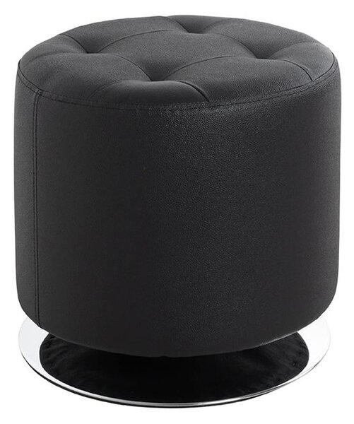 Runnells Leather Stool With Chrome Base In Black