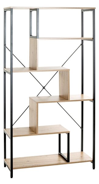 Pontiac Wooden Bookcase With 5 Shelves In Oak And Black