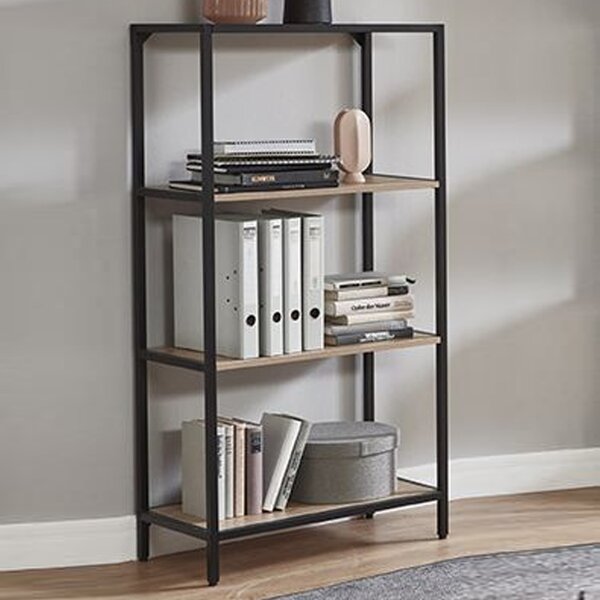 Pontiac Wooden Bookcase With 3 Shelves In Oak And Black