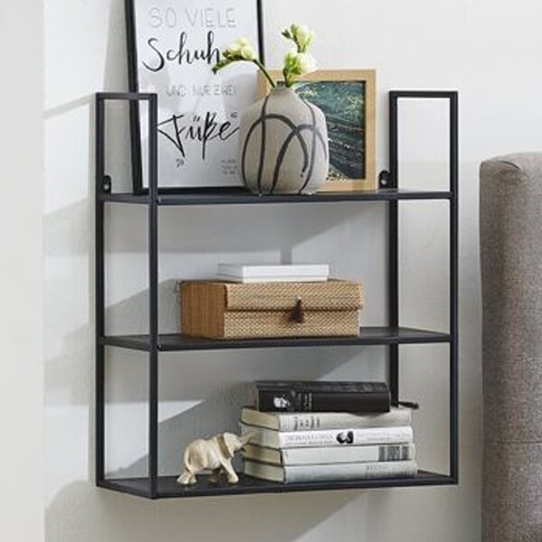 Salinas Steel Wall Shelving Unit With 3 Shelves In Black
