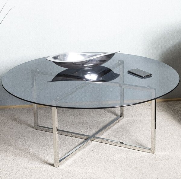 Ruston Smoked Glass Top Coffee Table With Stainless Steel Legs