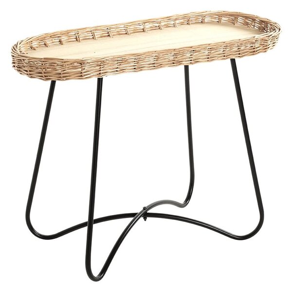 Valrico Rattan End Table With Black Legs In Natural