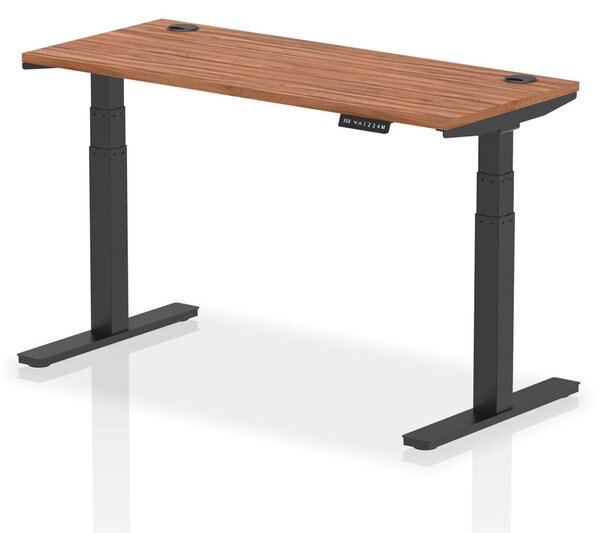 Troy 140cm Wooden Adjustable Laptop Desk With Black Legs In Walnut