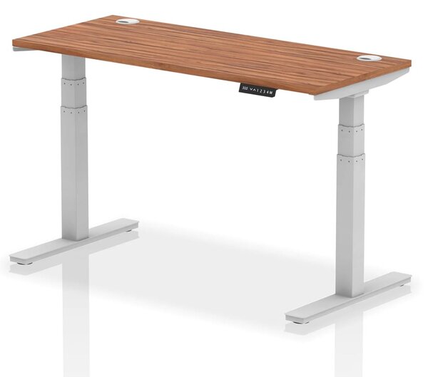 Troy 140cm Wooden Adjustable Laptop Desk With Silver Legs In Walnut