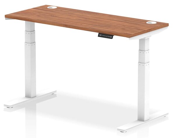 Troy 140cm Wooden Adjustable Laptop Desk With White Legs In Walnut