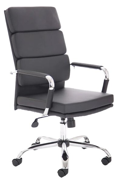 Abingdon Leather Office Chair With Chrome Arms In Black