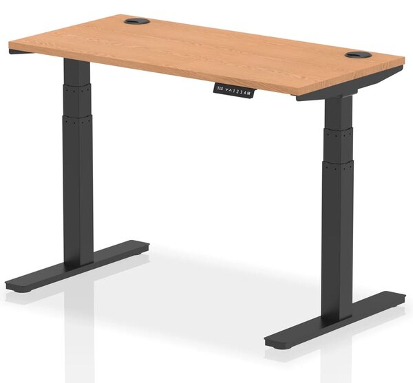 Troy 120cm Wooden Adjustable Laptop Desk With Black Legs In Oak