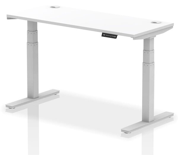 Troy 140cm Wooden Adjustable Laptop Desk With Silver Legs In White
