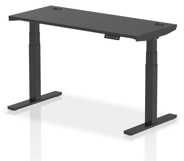 Troy 140cm Wooden Adjustable Laptop Desk With Metal Legs In Black