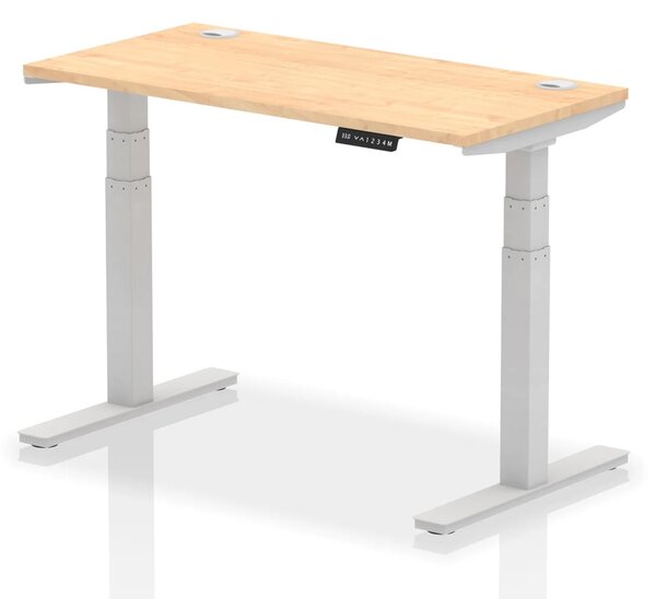 Troy 120cm Wooden Adjustable Laptop Desk With Silver Legs In Maple