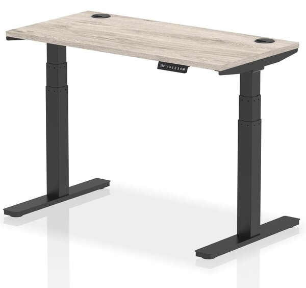 Troy 120cm Wooden Adjustable Laptop Desk With Black Legs In Grey Oak