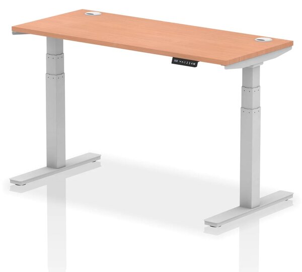 Troy 140cm Wooden Adjustable Laptop Desk With Silver Legs In Beech