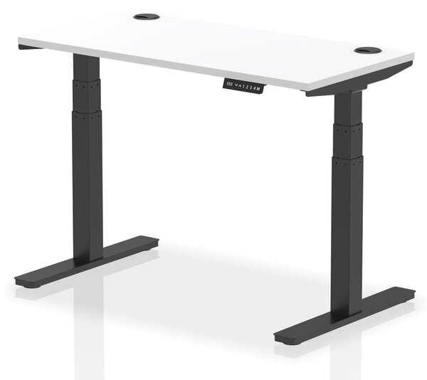 Troy 120cm Wooden Adjustable Laptop Desk With Black Legs In White