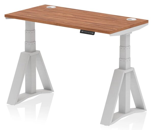 Troy 120cm Wooden Adjustable Laptop Desk With Silver Legs In Walnut