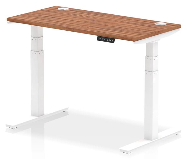 Troy 120cm Wooden Adjustable Laptop Desk With White Legs In Walnut