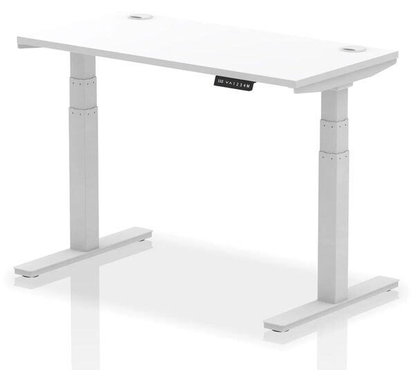 Troy 120cm Wooden Adjustable Laptop Desk With Silver Legs In White