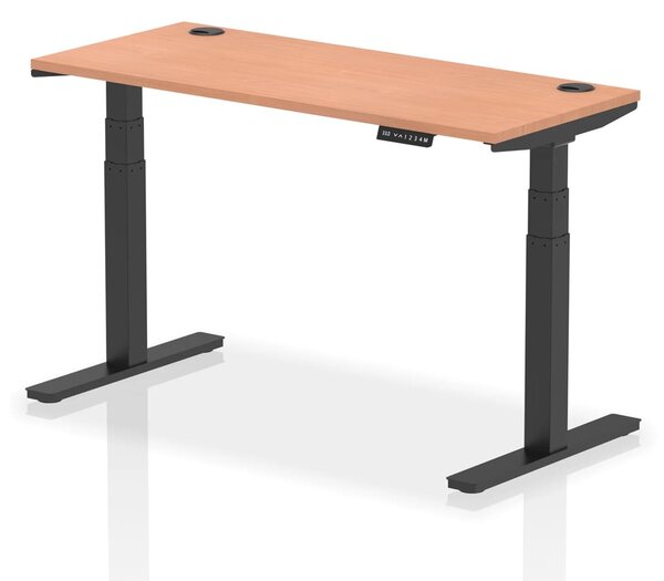 Troy 140cm Wooden Adjustable Laptop Desk With Black Legs In Beech