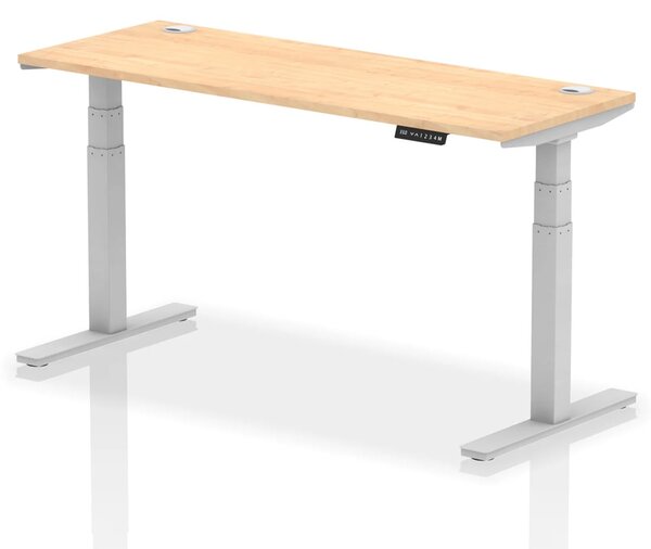 Troy 160cm Wooden Adjustable Laptop Desk With Silver Legs In Maple