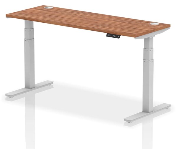 Troy 160cm Wooden Adjustable Laptop Desk With Silver Legs In Walnut
