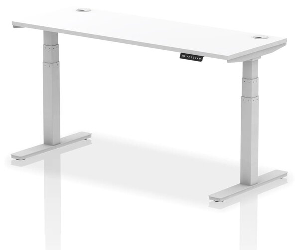 Troy 160cm Wooden Adjustable Laptop Desk With Silver Legs In White