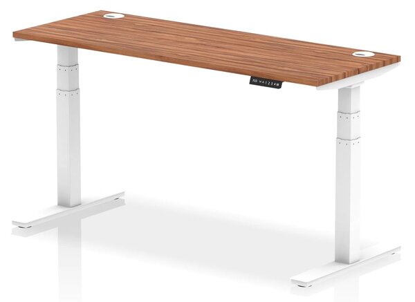 Troy 160cm Wooden Adjustable Laptop Desk With White Legs In Walnut