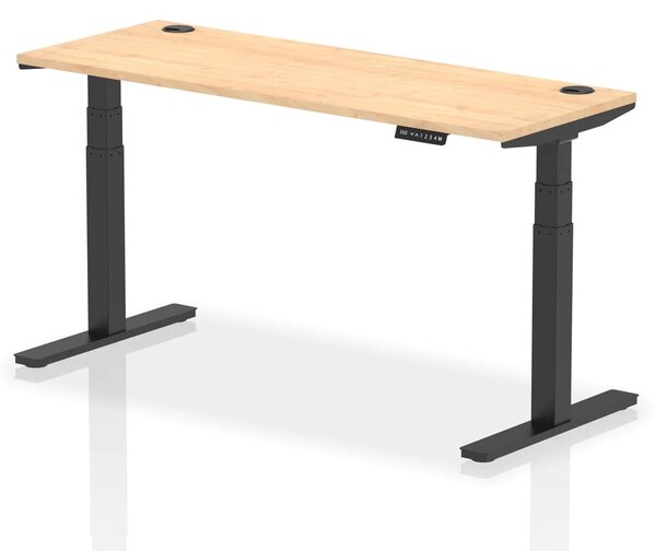 Troy 160cm Wooden Adjustable Laptop Desk With Black Legs In Maple
